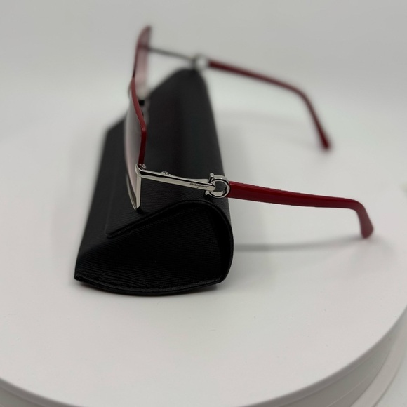 NEW! Salvatore Ferragamo Sunglasses Silver Frame /Red Pink Gradient Rectangle main image 5